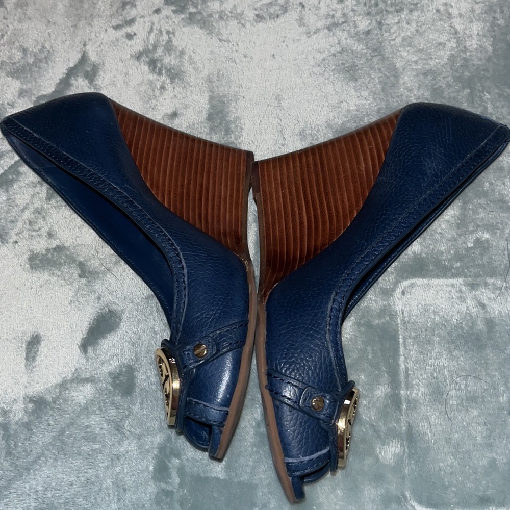 Tory Burch Blue Wedge Shoes - Picture 4 of 7